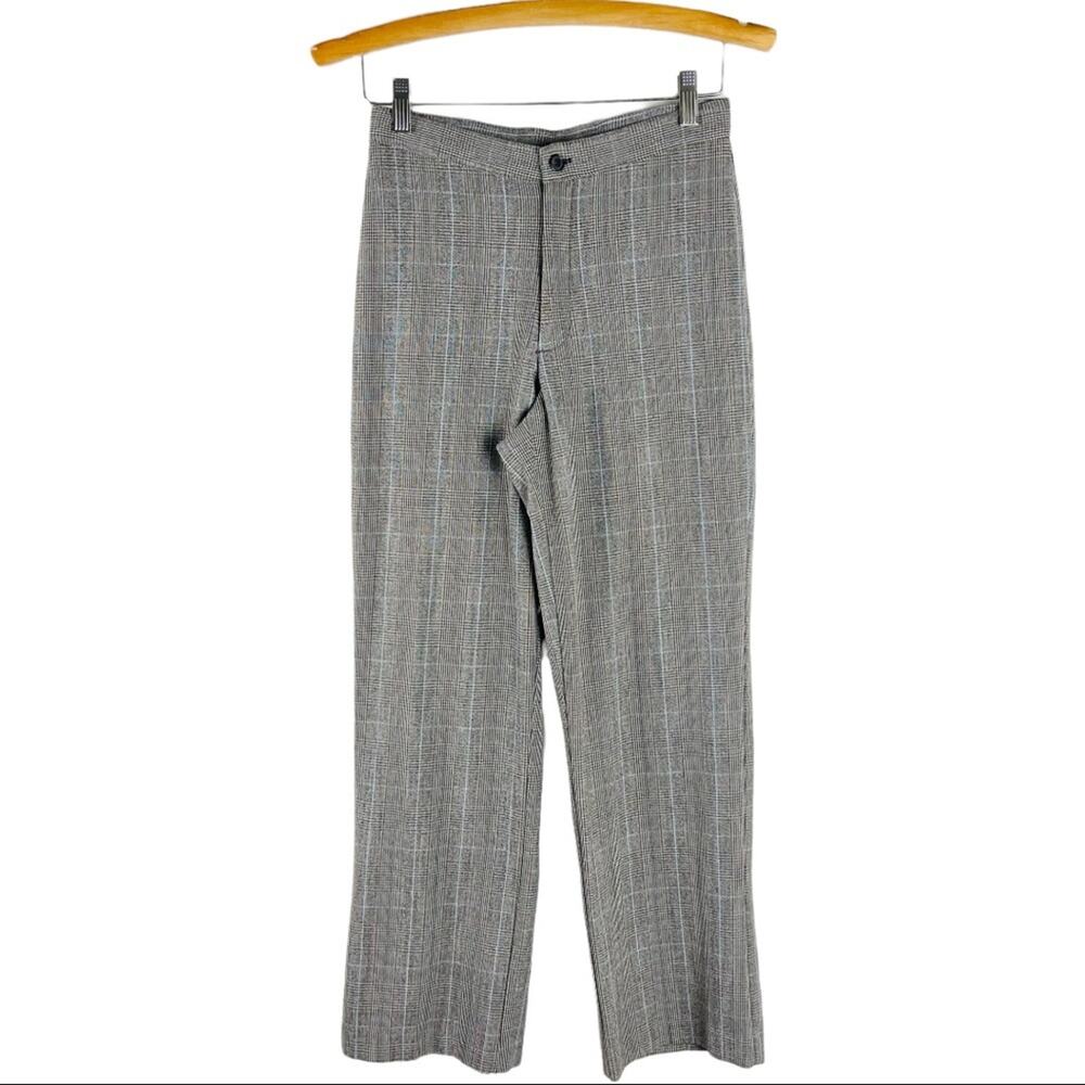 Vintage brown blue plaid preppy academia trousers pants 4P